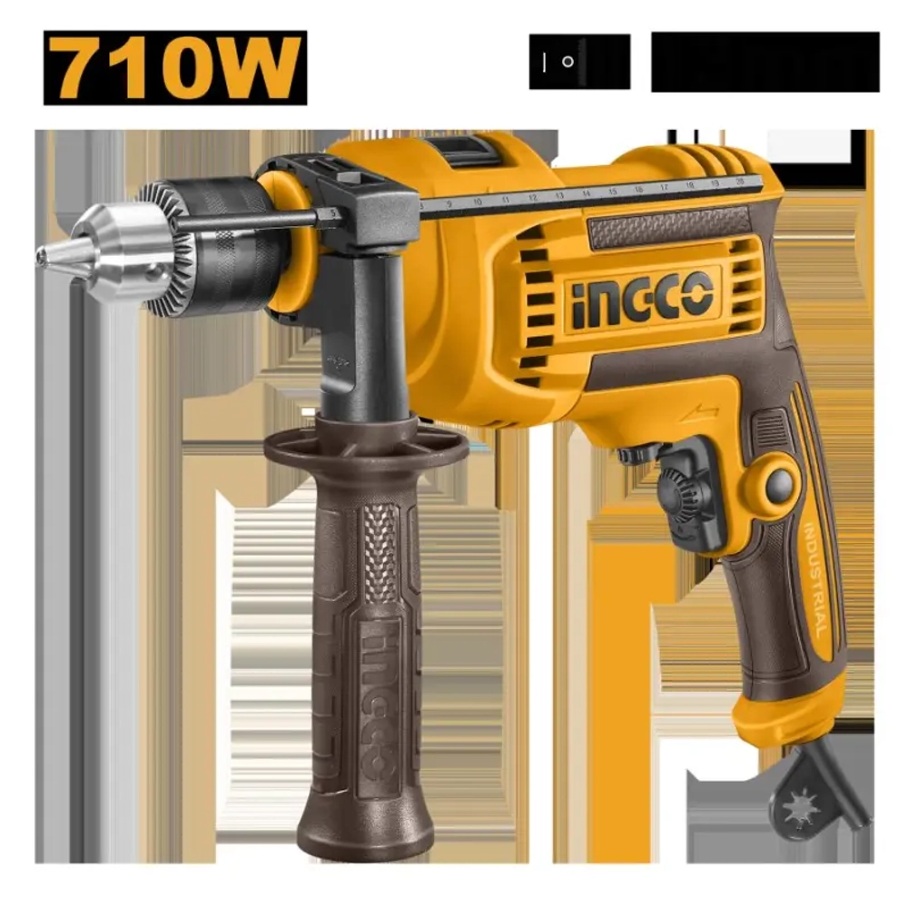 Дрель электрическая ударная INGCO ID7118 INDUSTRIAL 710 Вт 1,5-13 мм