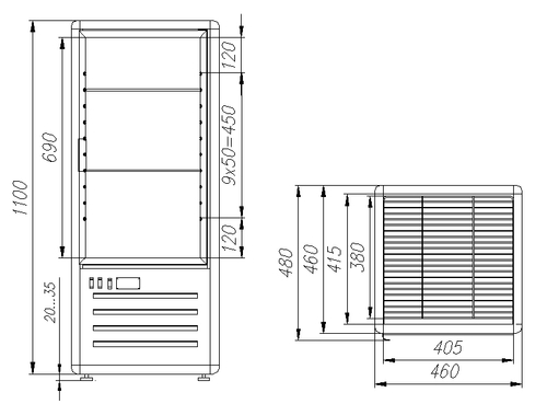 Кондитерская витрина Carboma Latium D4 VM 120-1 (R120C коричнево-золотой, 1/2, INOX)