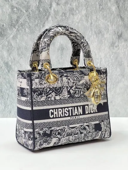 Сумка женская Dior Lady D-lite, модель среднего формата синий