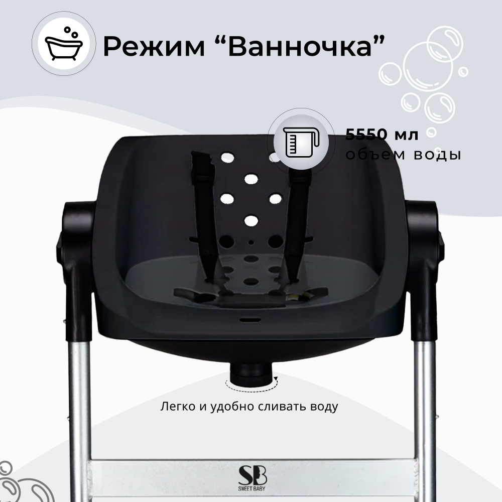 Ванночка - стульчик для купания Sweet Baby 2в1 Charli Chair Black