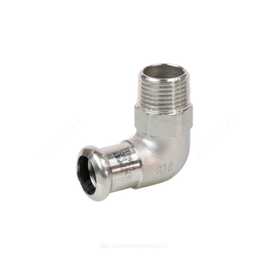 Угольник сталь нерж AISI 316L 90гр Дн 22х3/4" Ру16 пресс/НР Inoxpres RM 197304022