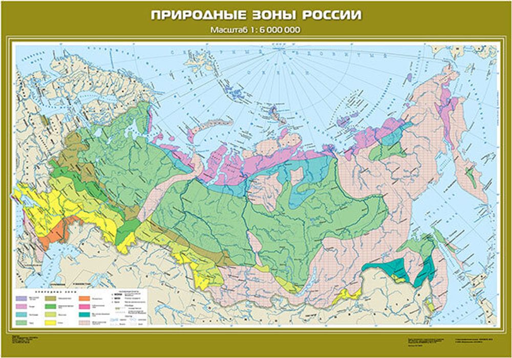 Карта "Природные зоны России", 140х100 см