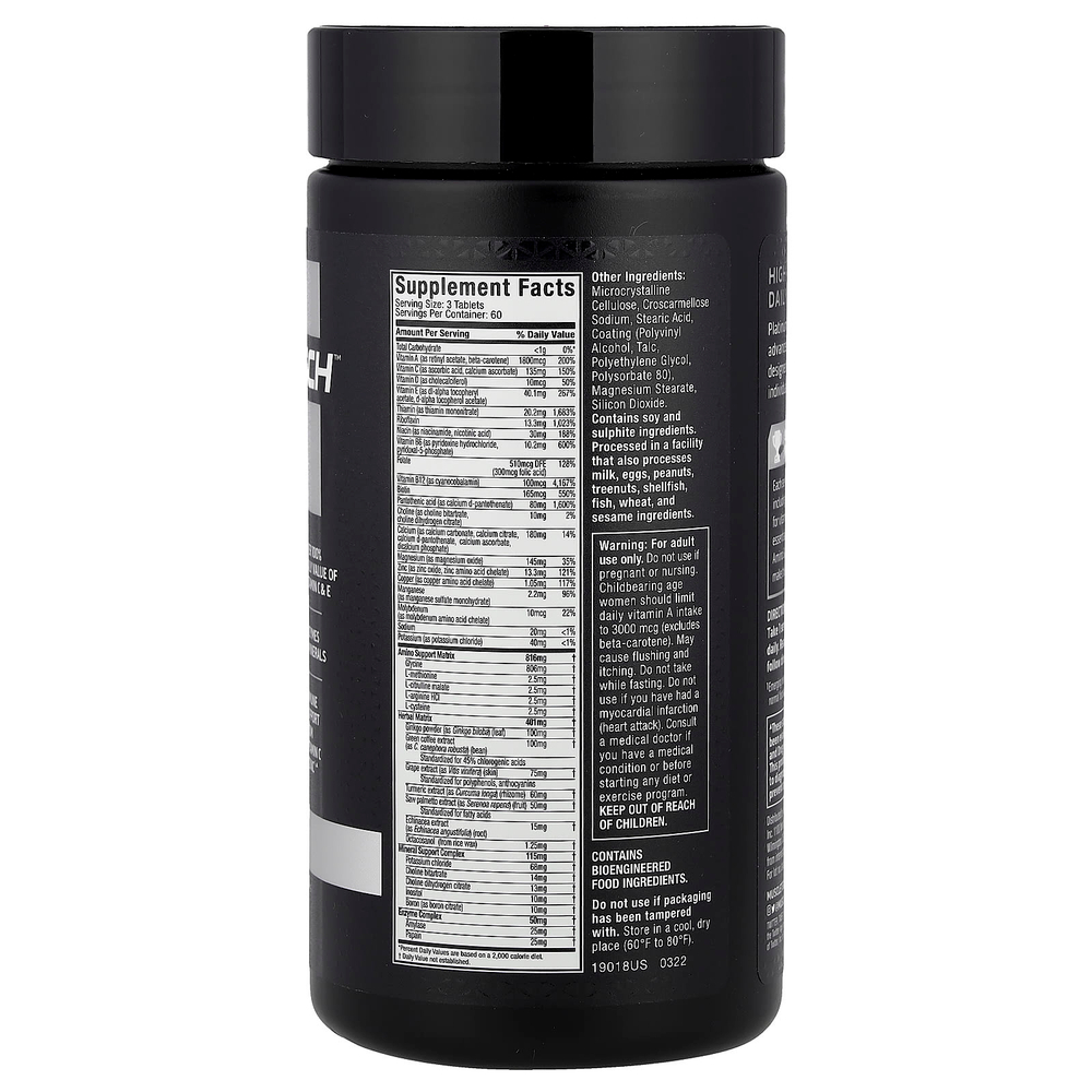 MuscleTech, Platinum Multivitamin, мультивитамины, 180 таблеток