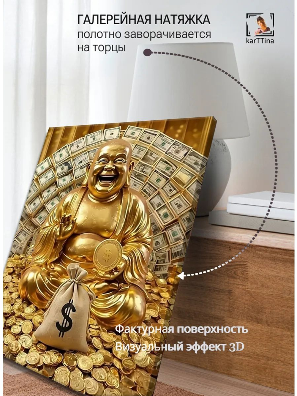 Картина Богатство Будды галерейная 30х40см 1шт.
