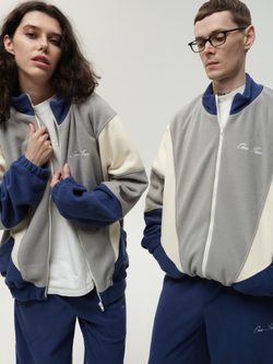 Zip-Up Sweatshirt Grey-Navy Smoke