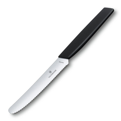 Нож Victorinox столовый, 11 см волнистое, чёрный