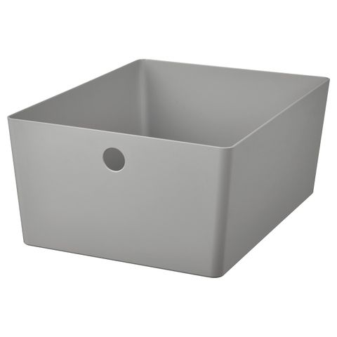 Короб для хранения IKEA KUGGIS (КУГГИС), Пластик, Светло-серый, 26x35x15 см