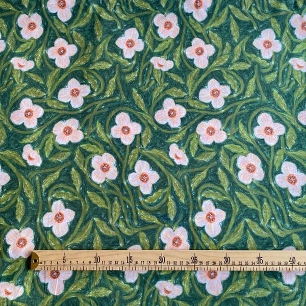 МАЛЬВА НА ЗЕЛЕНОМ, отрез 95 см, 100% хлопок, Handmade Fabrics 8