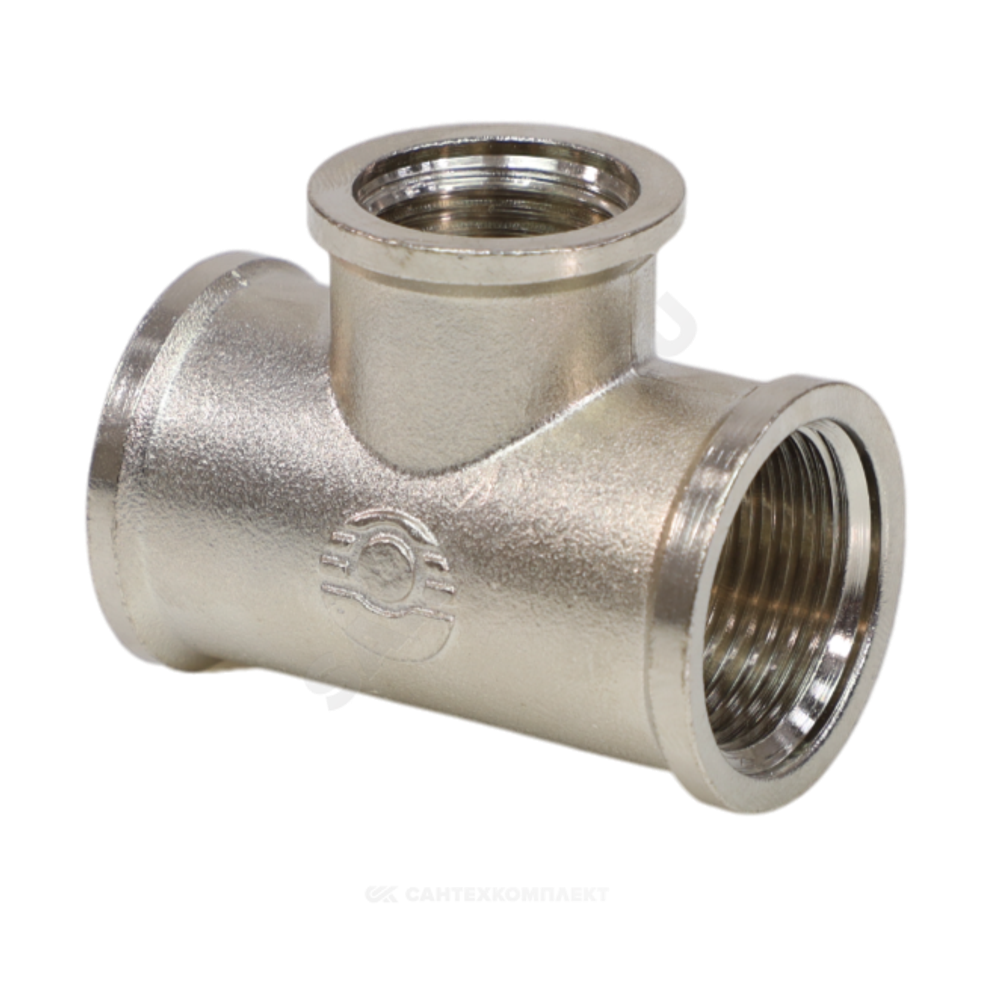 Тройник латунь никель переходной Ду 15х20х15 (1/2"х3/4"х1/2") ВР VALFEX VF.750.N.012.034.012