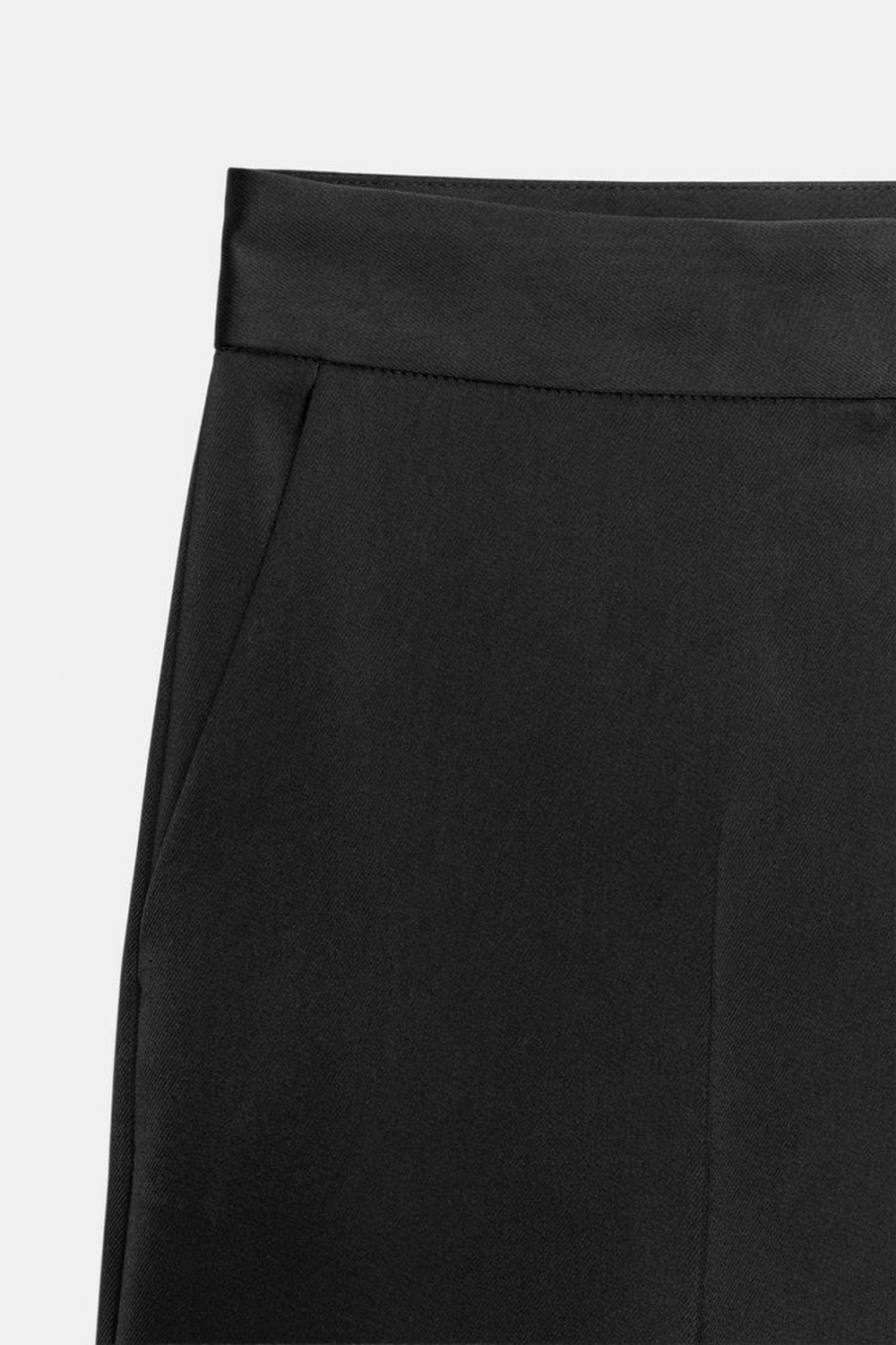 ZARA АТЛАСНЫЕ БРЮКИ ПРЯМОГО КРОЯ, ЧЕРНЫЙ