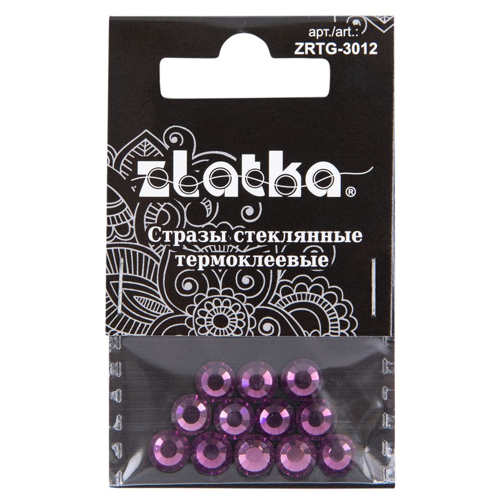 Стразы клеевые стекло 6.5 мм, 5х12 шт, SS30 №26 сиреневый (Amethyst), Zlatka ZRTG-3012