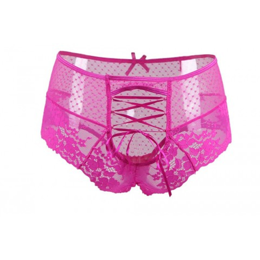 Трусики на высокой посадке Lace Strappy, розовые, M-L