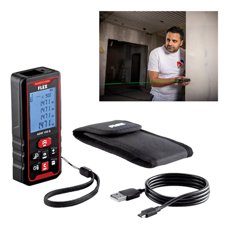 Лазерный дальномер FLEX ADM 100 G, расчет длины, площади, объема, высоты 518964