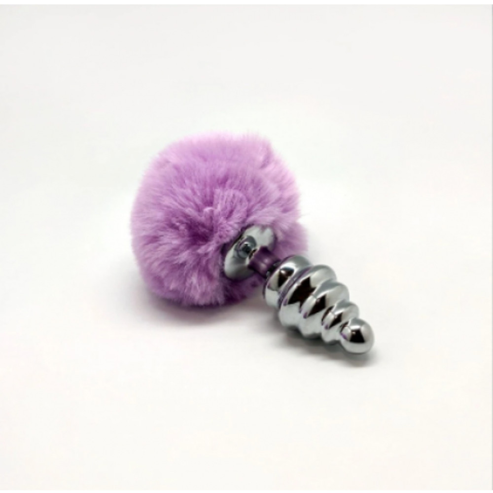Анальный плаг Alive Fluffy Twist розовый M: 8х3,4 см