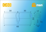 Цилиндровый механизм MSM C60 ключ/ключ  Арт.12772