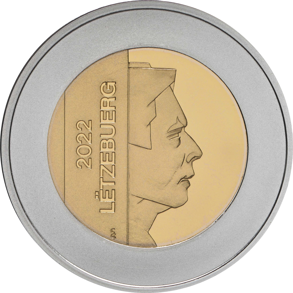 ЛЮКСЕМБУРГ, 2022, 5 ЕВРО [БИМЕТАЛЛ: СЕРЕБРО + NORDIC GOLD]