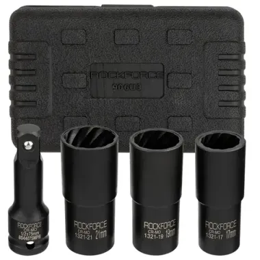 Набор головок-экстракторов для поврежденных болтов и гаек 4пр. 1/2'' RockFORCE RF-906U3