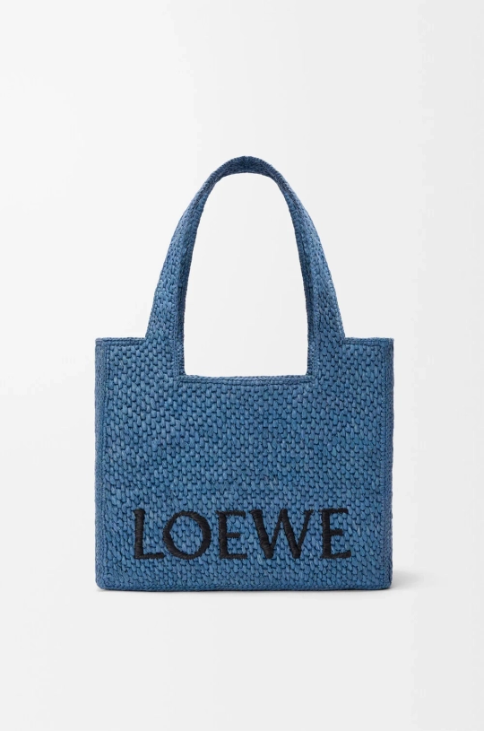 Loewe Средняя сумка-тоут LOEWE Font из рафии, светло-голубой