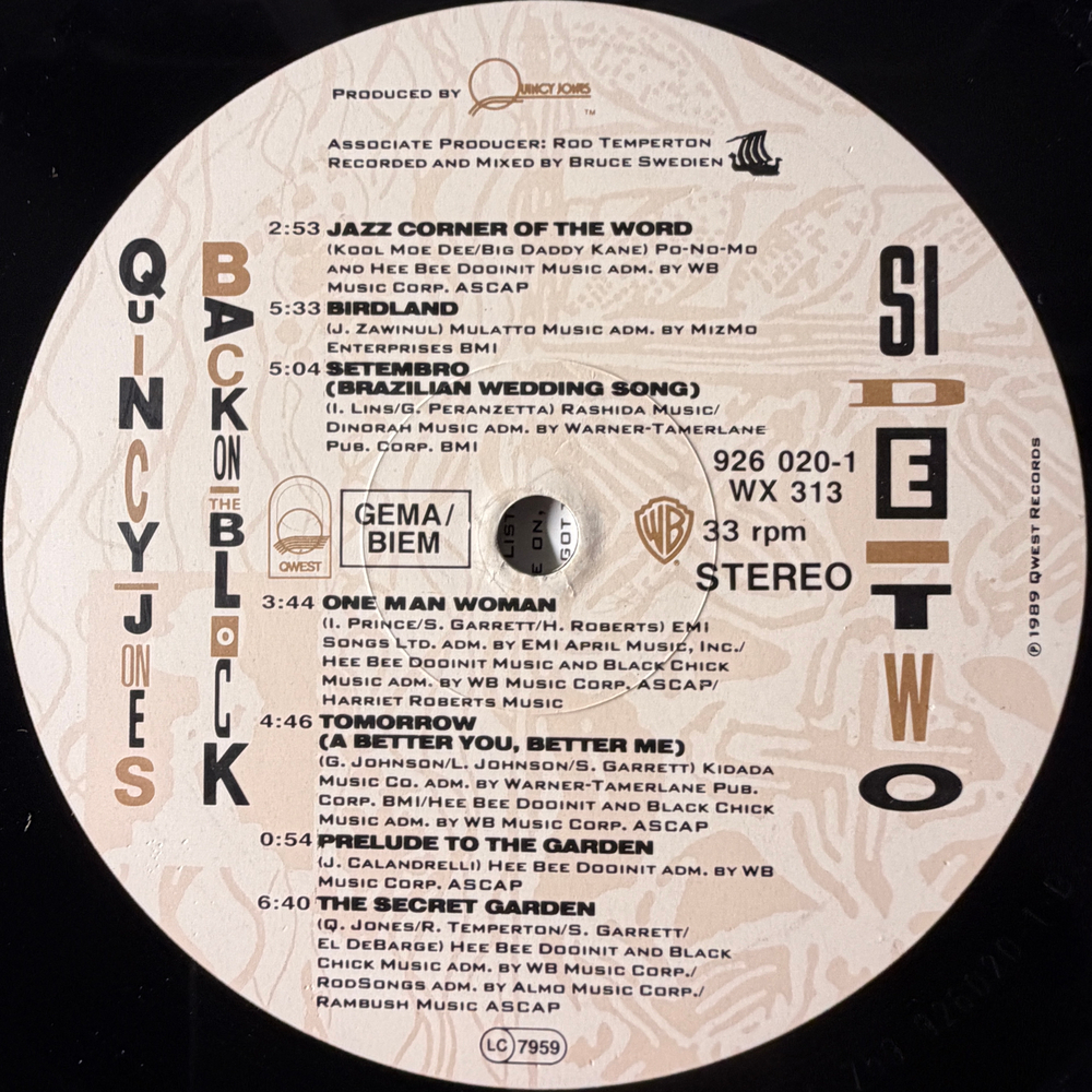 Quincy Jones ‎– Back On The Block (Европа 1989г.)