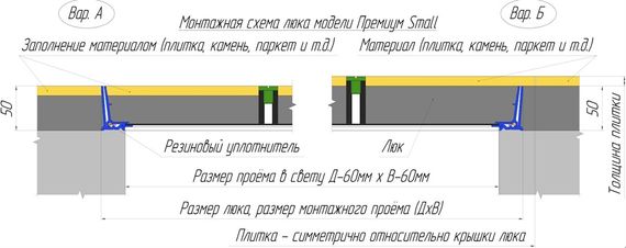 Люк напольный Премиум Смол 600х600