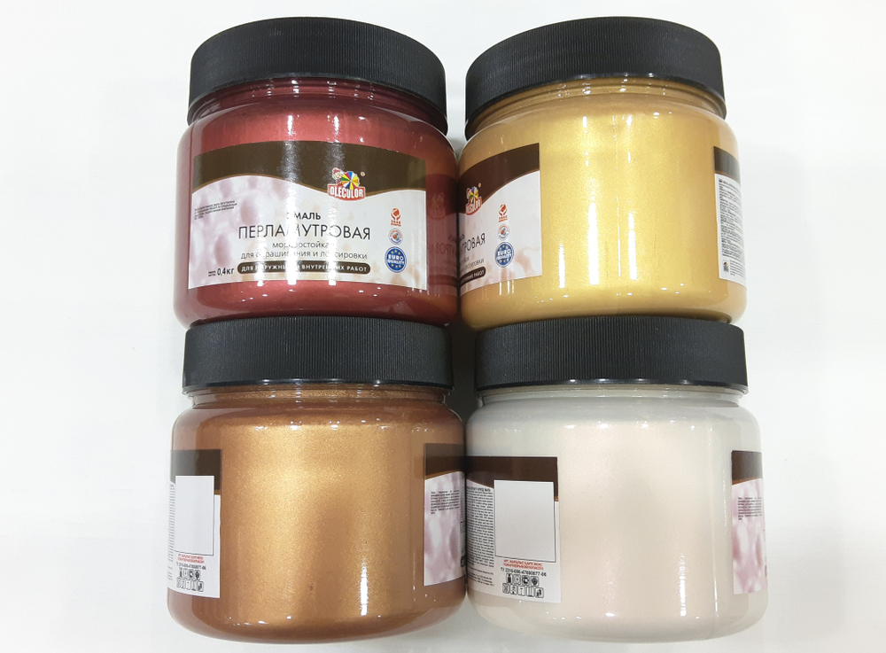 Эмаль акриловая перламутровая универсальная золото (0,1 кг) OLEKOLOR