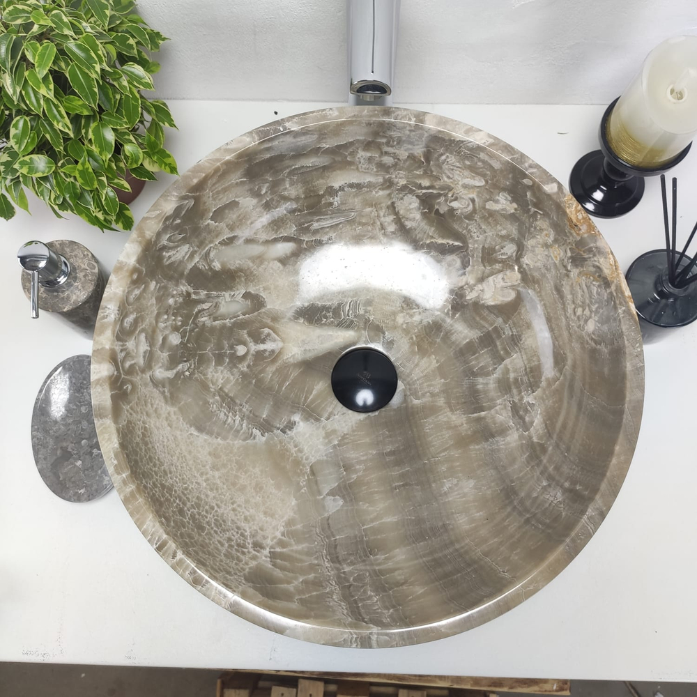 Раковина из оникса Bowl Grey BO-60961 45x45x15 из натурального камня