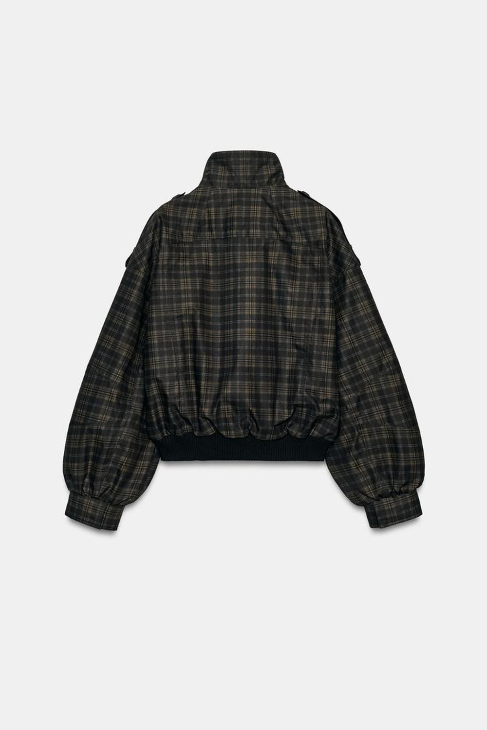 ZARA КУРТКА-БОМБЕР В КЛЕТКУ, КОРИЧНЕВЫЙ