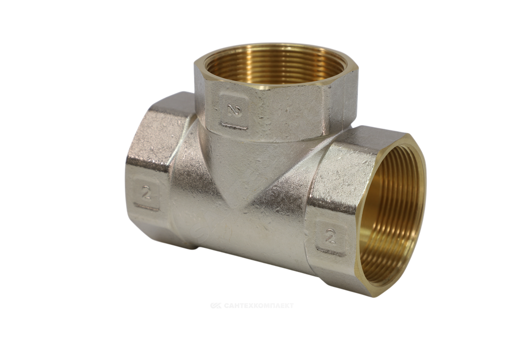 Тройник латунь никель Ду 40 (1 1/2") ВР/ВР 9007 ГОСТ 32585-2013 Aquasfera 9007-05