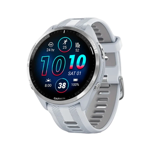 Умные часы Garmin Forerunner 965, 47.1mm, Titanium Bezel with Whitestone Case and Whitestone/Powder Gray Silicone Band (010-02809-11)