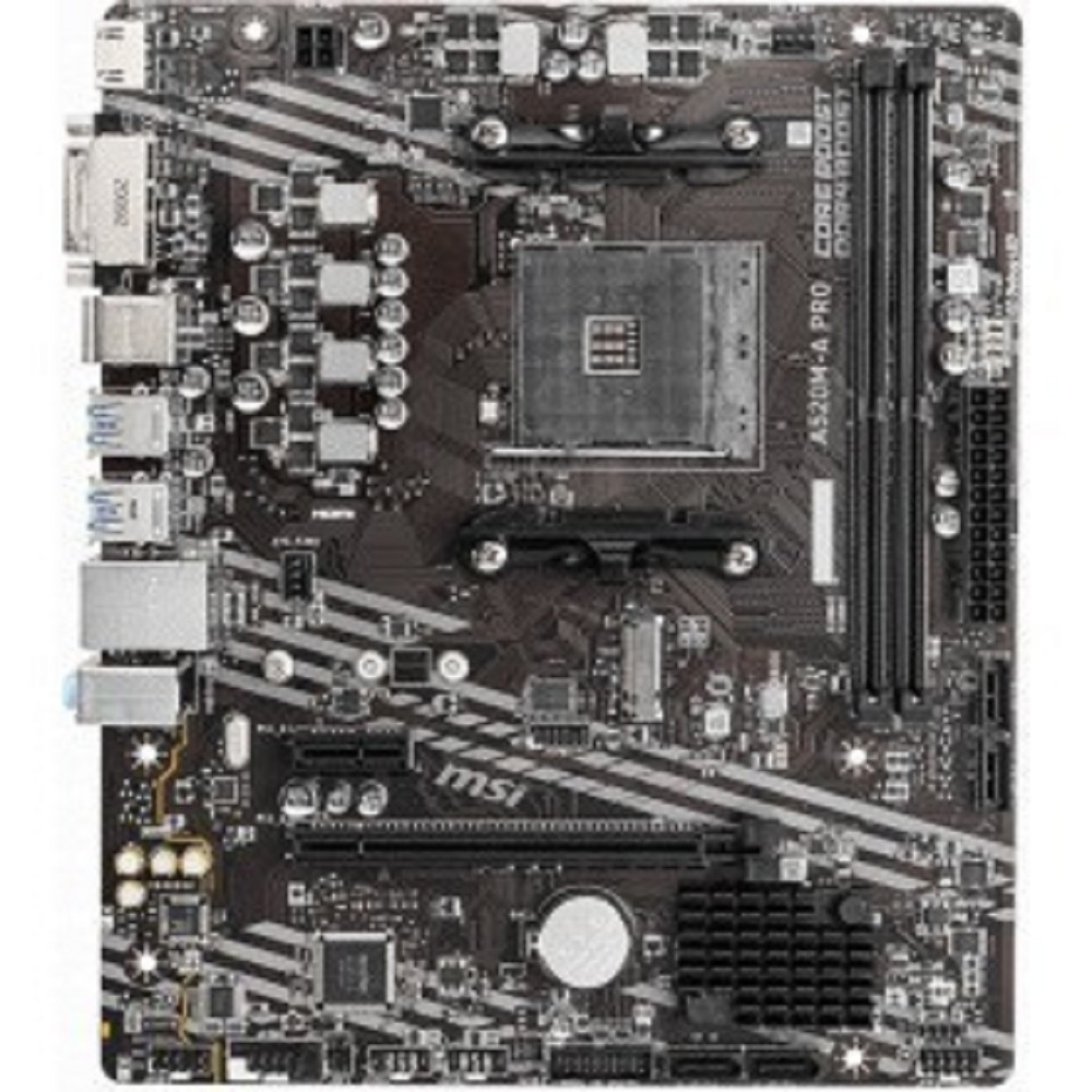 Материнская плата MSI A520M-A PRO (Soc-AM4 AMD A520 2xDDR4 mATX AC`97 8ch(7.1) GbLAN RAID+DVI+HDMI)