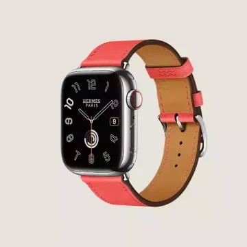 Apple Watch Hermès Series 9 41 мм Steel Case , Silver/Blanc Swift Leather Single Tour