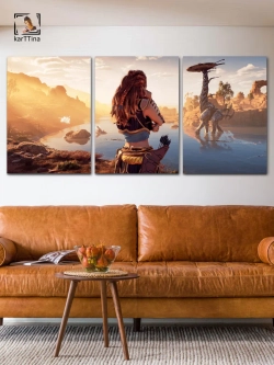 Модульная картина "Horizon zero dawn sun" 150х70см