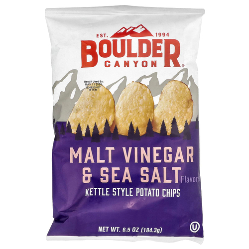 Boulder Canyon, Картофельные чипсы, солодовый уксус и морская соль, 184,3 г (6,5 унции)