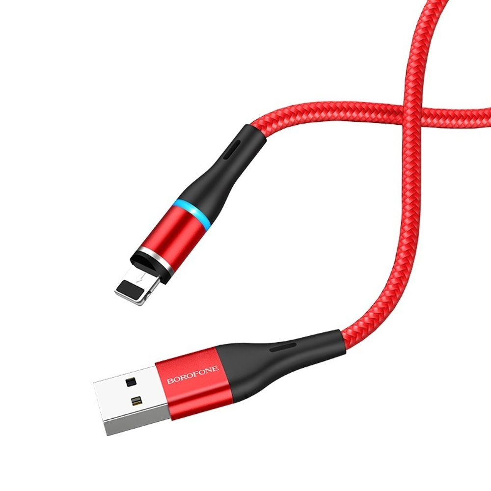 Кабель Borofone BU16 USB-Lightning 2.4А 1.2м магнитный Nylon Red