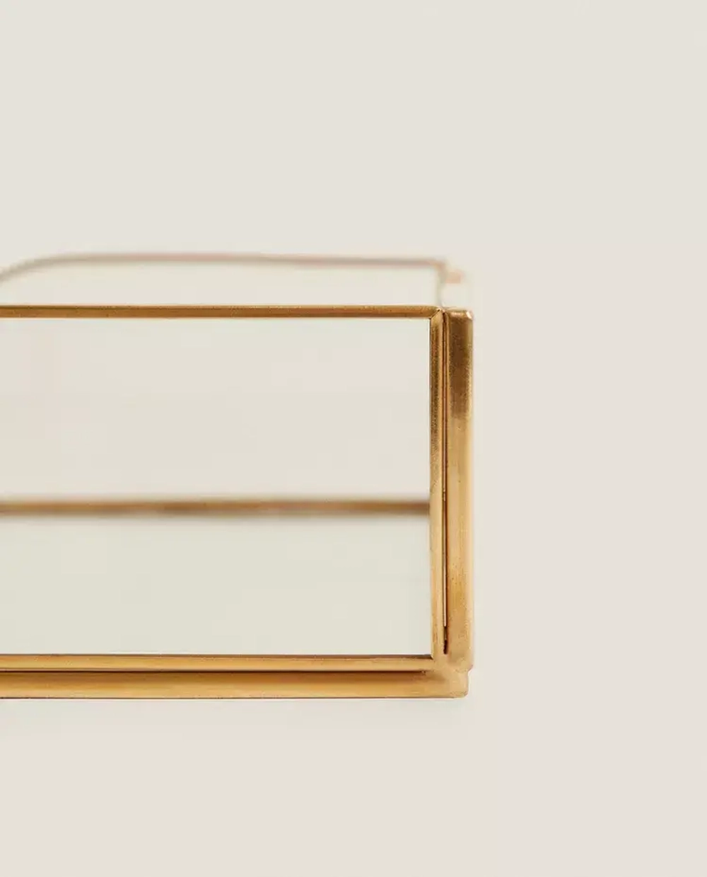 ZARA HOME СТЕКЛЯННЫЙ ДЕРЖАТЕЛЬ ДЛЯ САЛФЕТОК С МЕТАЛЛИЧЕСКОЙ ОТДЕЛКОЙ, ЗОЛОТОЙ
