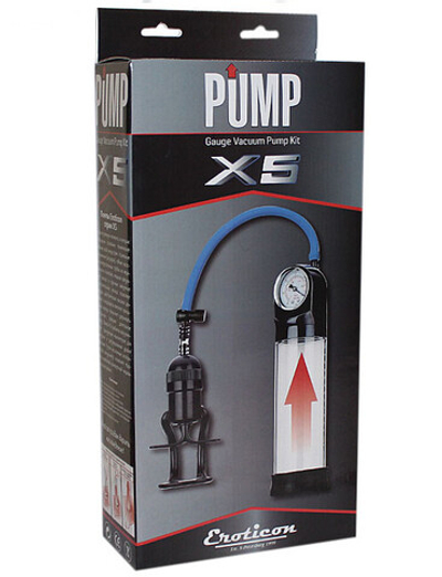 Помпа вакуумная Eroticon PUMP X5 с манометром (Цвет: прозрачный с черным)