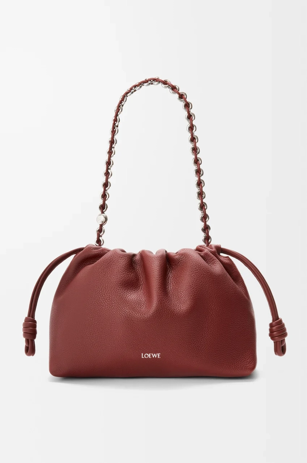 Loewe Сумка Flamenco среднего размера из зернистой телячьей кожи, красное дерево