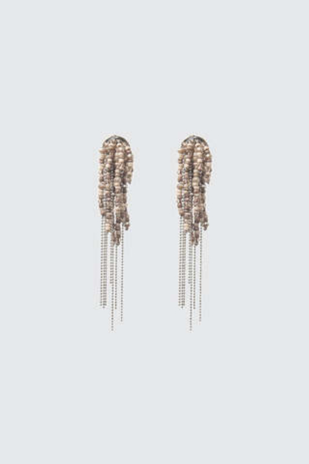 Серьги- клипсы PESERICO из стеклянных микробусин и хрусталя