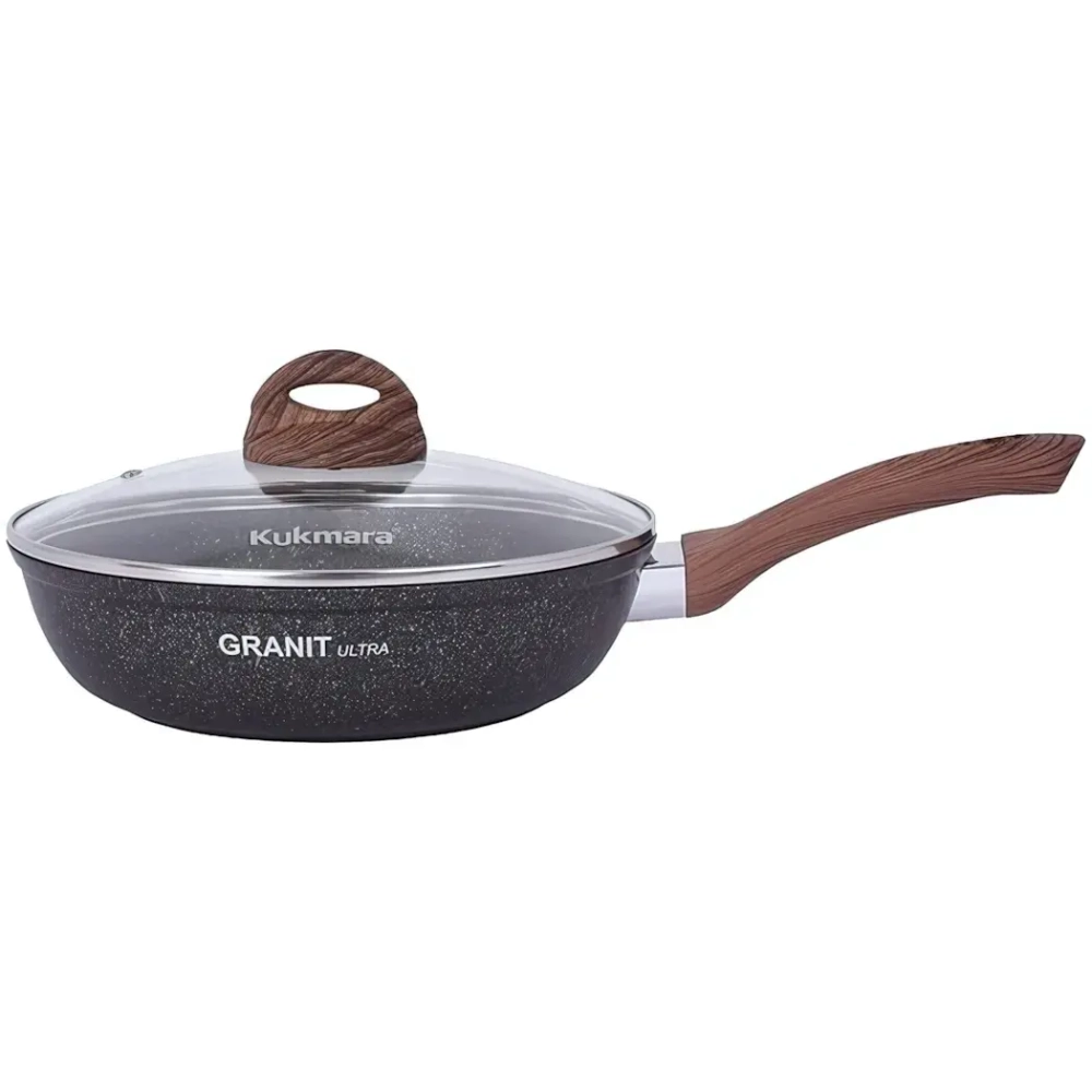 Сковорода 24*6см «Granit ultra» (blue) с ручкой и стекл. крышкой сгг241а