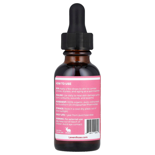 Leven Rose, 100% чистое и органическое, масло семян облепихи, 30 мл (1 жидк. унц.)