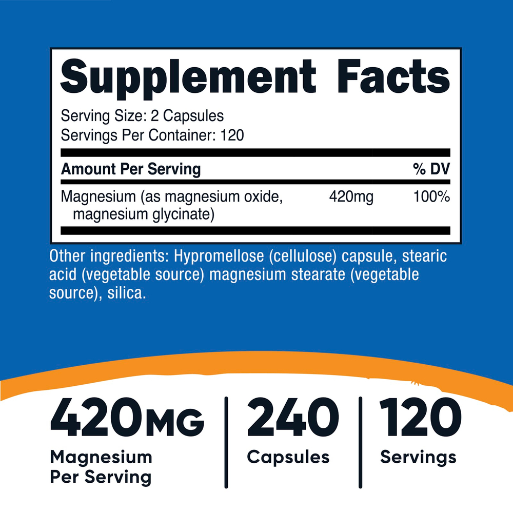 Nutricost, магний+, 240 капсул (210 мг в 1 капсуле)