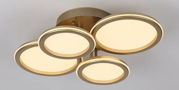 Люстра потолочная светодиодная Rilon 9301/2+2S CHAMPAGNE GOLD, 120 Вт, золотая и шампань