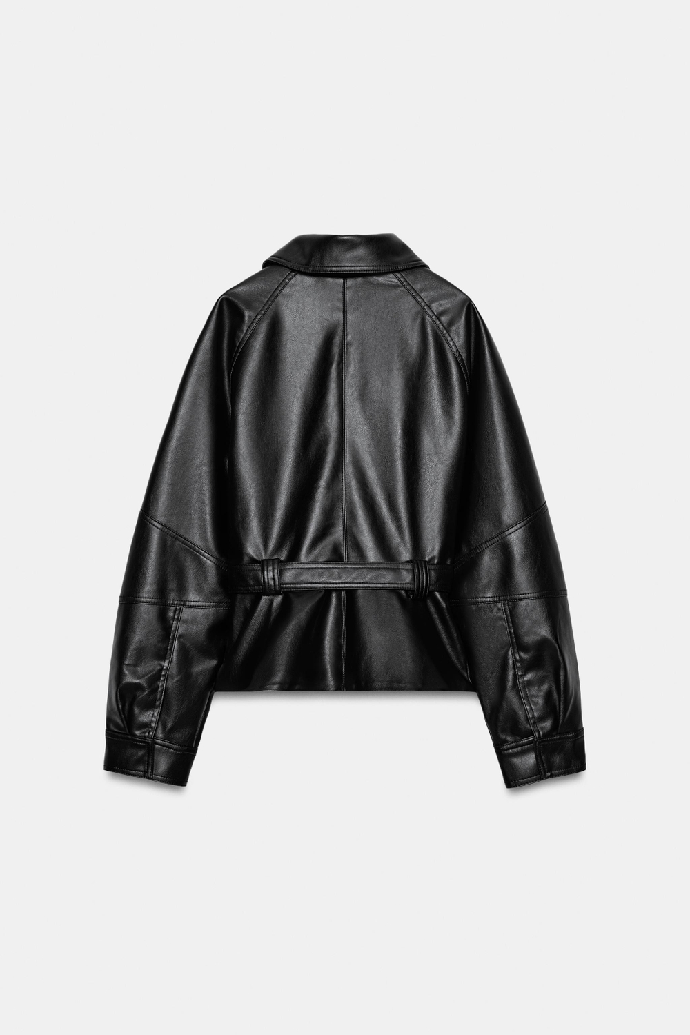 КУРТКА ИЗ ИСКУССТВЕННОЙ КОЖИ С ПОЯСОМ — ZARA