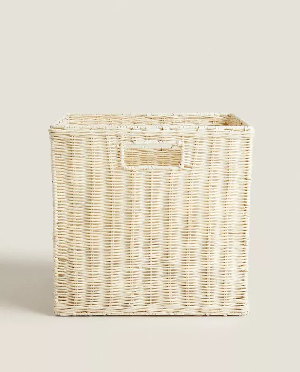 ZARA HOME ПЛЕТЕНАЯ КОРЗИНА ДЛЯ ХРАНЕНИЯ ДЕТСКИХ ИГРУШЕК, ЖЕЛТОВАТО-БЕЛЫЙ