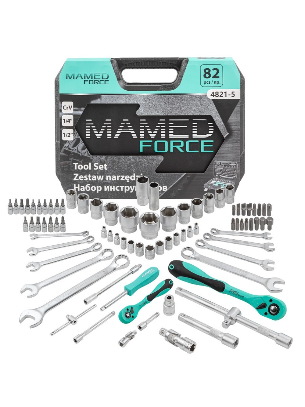 Набор инструментов PROFI 82пр. 1/4'',1/2''(6гр)(4-32мм) MAMEDFORCE MF-4821-5