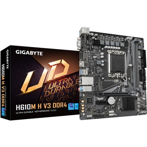 Материнская плата GIGABYTE H610M H V3 DDR4 (LGA1700/H610/2xDDR4/PCI-Ex1/PCI-Ex16/M.2/SB7.1/GLAN/DisplayPort/HDMI/mATX)
