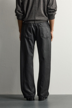 ZARA ДЖИНСЫ LOOSE FIT С ВОСКОВЫМ ЭФФЕКТОМ, ЧЕРНЫЙ