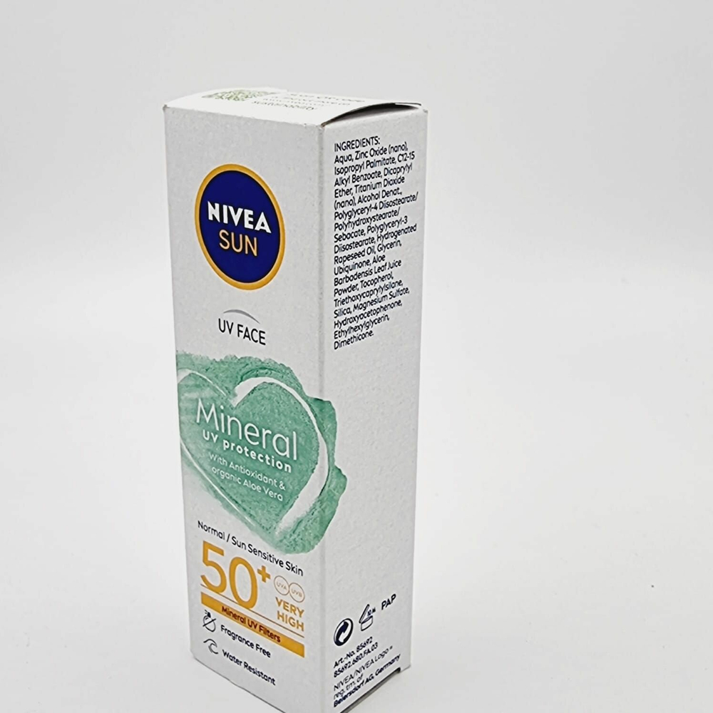 NIVEA SUN Солнцезащитный минеральный крем для лица SPF 50+, 50 мл (Из Финляндии)