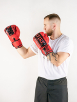Боксерские перчатки OXXFIRE Muay Thai PRO, PVC, красный/черный
