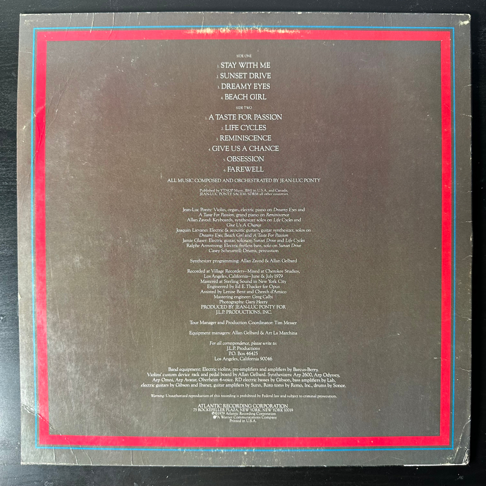 Jean-Luc Ponty ‎– A Taste For Passion (США 1979г.)
